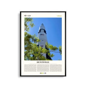 Huntsville Alabama kunst aan de muur, bergdal stadsgezicht print, Huntsville poster, schilderachtige fotografie van Noord-Alabama, decor Rocket City