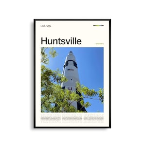 Huntsville Alabama kunst aan de muur, bergdal stadsgezicht print, Huntsville poster, schilderachtige fotografie van Noord-Alabama, decor Rocket City