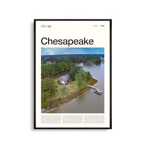 Impression de Chesapeake en Virginie, art mural Chesapeake, affiche de Chesapeake, photo de paysage côtier, décoration de la région de Tidewater, art de la nature