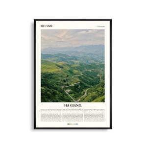 Arte mural de Ha Giang, Vietnam: impresión de paisaje montañoso y camino sinuoso, póster de Ha Giang, fotografía panorámica del sudeste asiático, decoración natural