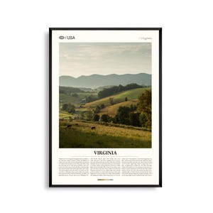 Impresión de Virginia, arte mural de Virginia, póster de Virginia, foto de paisaje escénico, montañas Blue Ridge, decoración natural de la costa este