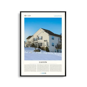 Easton, Pennsylvania kunst aan de muur, historische rivierfront print, Easton poster, schilderachtige Delaware rivierfotografie, Lehigh Valley decor