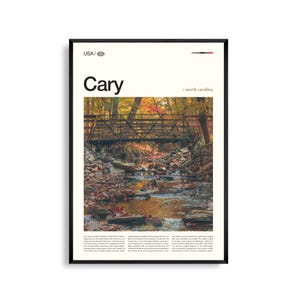 Cary Print North Carolina, Cary Wandkunst, Cary Poster, Vorstadtlandschaft Foto, Dreieck Region Dekor, südliche Stadtansicht