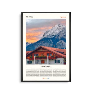 Bayern Deutschland Wand Kunst, Alpine Landschaft und Burg Druck, Bayern Poster, Malerische Süddeutschland Fotografie, historische Region Dekor