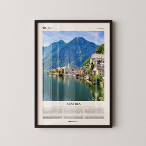 Austria Wall Art, Alpine Landscape and Historic Town Print, Austria Poster, Scenic Central European Photography, Mountain Country Decor