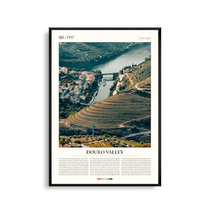 Dourovallei, Portugal kunst aan de muur, wijngaard en rivierlandschap print, Dourovallei poster, schilderachtige wijnland fotografie decor