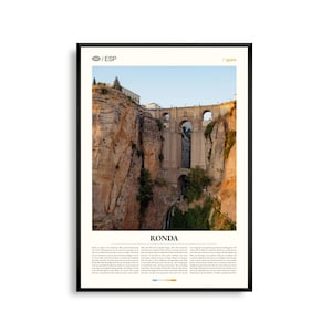 Ronda Spanien Wandkunst, Felsküste Stadt und Schlucht Landschaft Druck, Ronda Poster, Malerische Andalusien Fotografie, Historisches Bergdorf Dekor