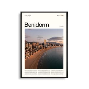 Benidorm Spanien Wand Kunst, Küsten Skyline und Strand Druck, Benidorm Poster, Malerische Costa Blanca Fotografie, Mediterran Dekor