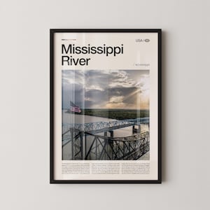 Mississippi River Mississippi Wall Art, Riverfront Landscape Print, Mississippi River Poster, Scenic Waterway Photography, Southern Nature