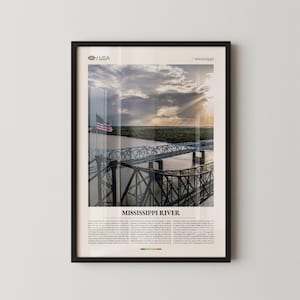 Mississippi River Mississippi Wall Art, Riverfront Landscape Print, Mississippi River Poster, Scenic Waterway Photography, Southern Nature