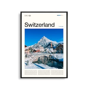 Schweiz Print Europa, Schweiz Wandkunst, Schweiz Poster, Schweiz Foto, Alpen, Seen, Malerische Dörfer, Berglandschaft