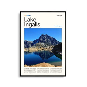 Art mural du lac Ingalls Washington, impression paysage de montagne alpine, affiche du lac Ingalls, photographie pittoresque de la chaîne des Cascades, nord-ouest du Pacifique