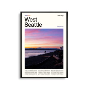 West Setattle Poster Washington, West Los Angeles Wandkunst, West Los Angeles Poster, Puget Sound Foto, Küstendekor, pazifischer Nordwesten Art
