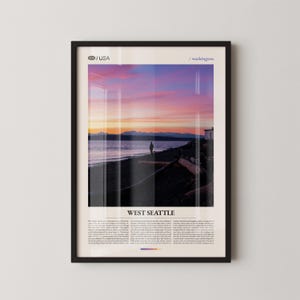 West Seattle Sunset Photo Print, Coastal Wall Art