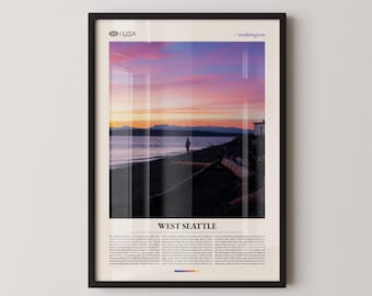 West Seattle Sunset Photo Print, Coastal Wall Art