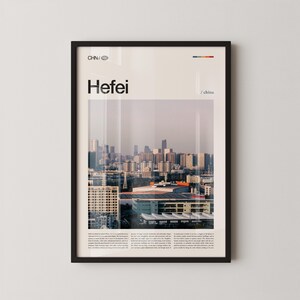 Hefei China Wall Art, Modern Cityscape and Skyline Print, Hefei Poster, Scenic East Asia Photography, Urban Home Decor