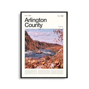 Arlington County Virginia, Arlington Wandkunst, Arlington Poster, Arlington Foto, Washington DC Metro, Potomac River Decor