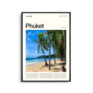 Arte mural de Phuket, Tailandia, impresión de paisaje marino de isla tropical, póster de Phuket, fotografía panorámica del sudeste asiático, decoración costera para el hogar