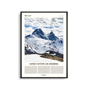 Sankt Anton am Arlberg Poster Österreich, Sankt Anton Wandkunst, Sankt Anton Poster, Alpen Foto, Tiroler Alpen, Winter Dekor