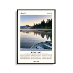 Hume Lake Kalifornien Wandkunst, Bergsee Landschaft Druck, Hume Lake Poster, Malerische Landschaft der Bergkette Nevadaarbeit, Sequoia National Forest