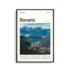 Bayern Deutschland Wand Kunst, Alpine Landschaft und Burg Druck, Bayern Poster, Malerische Süddeutschland Fotografie, historische Region Dekor