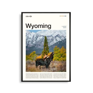 Impresión de Wyoming, arte mural de Wyoming, póster de Wyoming, foto de Wyoming, paisaje del oeste, Grand Tetons, llanuras abiertas, decoración rústica natural