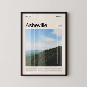 Asheville Print North Carolina, Asheville Wall Art, Asheville Poster, Asheville Photo, Blue Ridge Mountains, Historic Downtown, Mountain