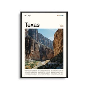 Impresión de Texas, Arte mural de Texas, Póster de Texas, Foto de paisaje del oeste, Decoración desértica, Arte natural de Hill Country, Estilo estrella solitaria