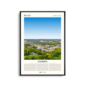 Arte mural de Clemson, Carolina del Sur, impresión de paisaje escénico, póster de Clemson, fotografía de naturaleza en las laderas, decoración del norte de Carolina del Sur
