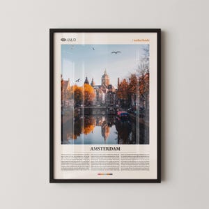 Amsterdam Netherlands Wall Art, Historic Canal Cityscape Print, Amsterdam Poster, Scenic European Architecture Photography, Dutch Travel