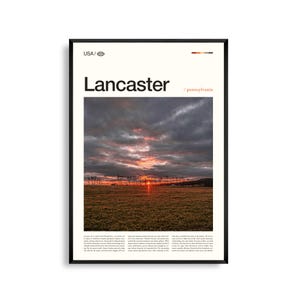 Arte mural de Lancaster, Pensilvania, impresión de paisaje rural, póster de Lancaster, fotografía escénica de la región Amish, decoración del centro de Pensilvania