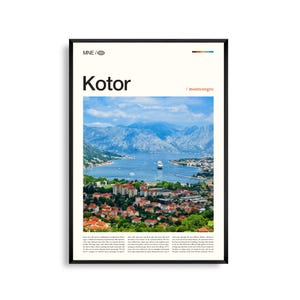 Kotor Kroatien Wandkunst, Adriatische Bucht Stadtbild Fotografie Druck, Kotor Poster, Malerische Küstendekoration, Historische Europäische Reise