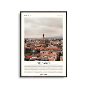 Cluj-Napoca Rumänien Wandkunst, Historisches Stadtbild Cluj Poster, Siebenbürgen Fotografie, Osteuropa Dekor