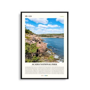 Impression du parc national d'Acadia, art mural du Maine, affiche de l'Acadie, photo de paysage côtier, déco Mount Desert Island, art de la nature de la Nouvelle-Angleterre