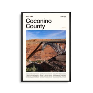 Arte mural del condado de Coconino, Arizona, impresión de paisaje desértico, póster del condado de Coconino, fotografía panorámica del suroeste, decoración natural de Arizona