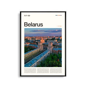 Arte mural de Bielorrusia, impresión de paisajes urbanos de Europa del Este, póster de Bielorrusia, fotografía de paisajes rurales y arquitectura histórica.