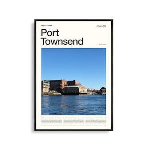 Impression Port Townsend Washington, art mural Port Townsend, affiche de la ville côtière, photo Puget Sound, paysage historique de bord de mer