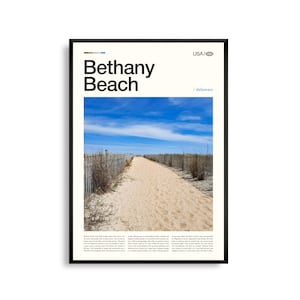 Impression de plage de Bethany Delaware, art mural Bethany, affiche de la ville côtière, photo de paysage de plage, décoration de la côte atlantique