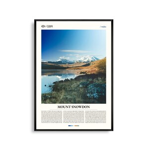 Arte mural del Monte Snowdon, Gales, impresión fotográfica del paisaje de la montaña Snowdonia, póster del Monte Snowdon, decoración de naturaleza escénica, ilustraciones de viajes por el Reino Unido