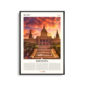 Arte mural de Barcelona, España, impresión de paisajes urbanos y arquitectónicos icónicos, póster de Barcelona, fotografía panorámica de Cataluña, decoración mediterránea