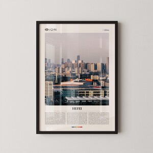 Hefei China Wall Art, Modern Cityscape and Skyline Print, Hefei Poster, Scenic East Asia Photography, Urban Home Decor
