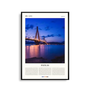 Patras Print Griechenland, Patras Wandkunst, Patras Poster, Patras Foto, Rio–Antirrio Brücke, Agios Andreas Kathedrale, Hafen Stadtansicht
