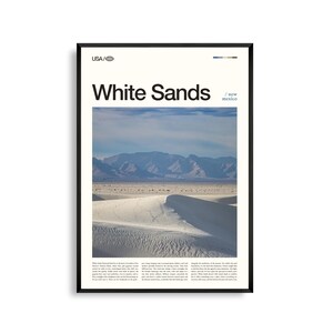 Impresión del Parque Nacional White Sands, Nuevo México, Arte mural de White Sands, Póster de White Sands, Foto de paisaje de dunas, Decoración del desierto del suroeste, Naturaleza