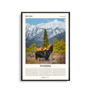 Impression du Wyoming, oeuvre d'art murale du Wyoming, affiche du Wyoming, photo du Wyoming, paysage occidental, Grand Tetons, plaines ouvertes, décoration rustique