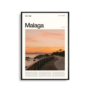 Malaga Spanien Wandkunst, Küstenstadt und Historische Architektur Poster, Malaga Poster, Andalusien Fotografie, Mediterran Dekor
