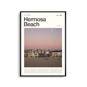 Hermosa Beach print Californië, Hermosa Beach kunst aan de muur, Hermosa Beach poster, Hermosa Beach foto, Hermosa Beach Pier, The Strand, Valley