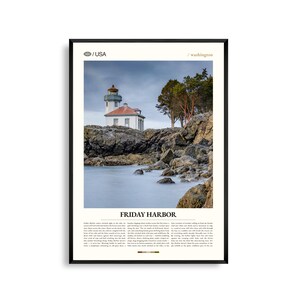 Friday Harbor impression Washington, art mural Friday Harbor, poster Friday Harbor, photographie d'art, décoration des îles San Juan, scène du port côtier