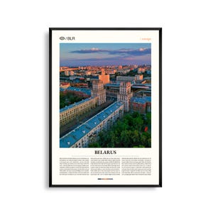 Arte mural de Bielorrusia, impresión de paisajes urbanos de Europa del Este, póster de Bielorrusia, fotografía de paisajes rurales y arquitectura histórica.