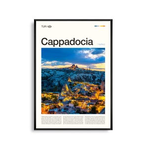 Art mural turc de Cappadoce, impression unique de paysage de formation rocheuse, affiche de Cappadoce, photographie de ballon panoramique, décoration d'Anatolie centrale