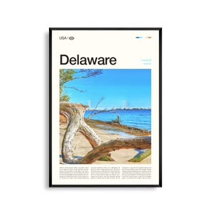Arte mural de Delaware, impresión de paisaje costero, póster de Delaware, fotografía de naturaleza escénica, decoración de la costa este